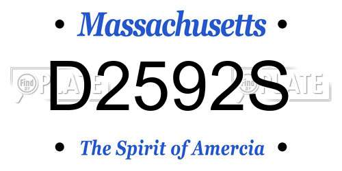 D2592S Massachusetts License Plate
