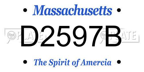 D2597B Massachusetts License Plate