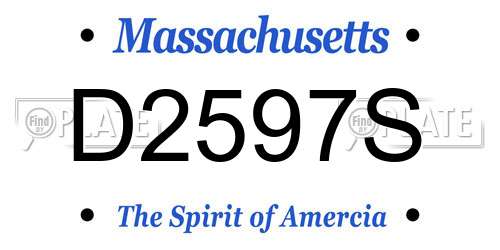 D2597S Massachusetts License Plate