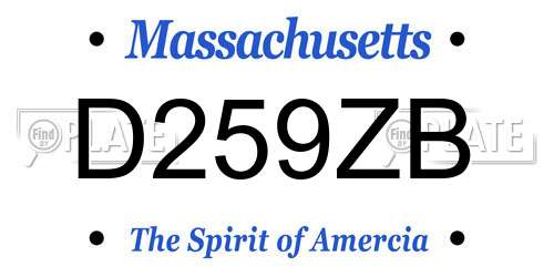 D259ZB Massachusetts License Plate