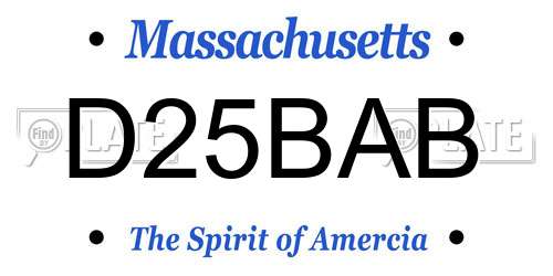D25BAB Massachusetts License Plate