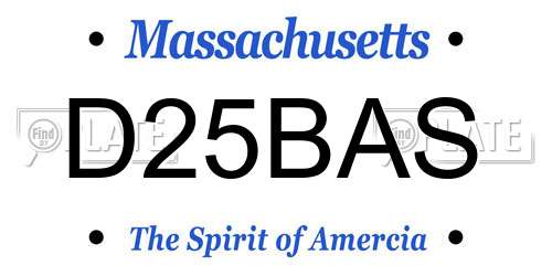 D25BAS Massachusetts License Plate