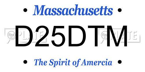 D25DTM Massachusetts License Plate
