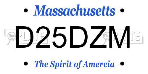 D25DZM Massachusetts License Plate