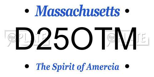 D25OTM Massachusetts License Plate