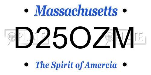 D25OZM Massachusetts License Plate
