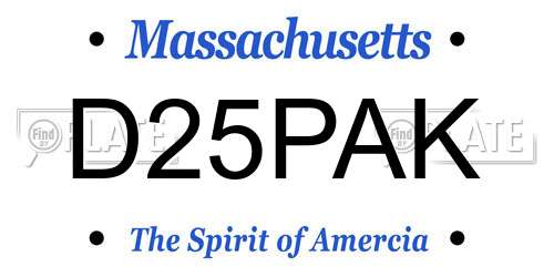 D25PAK Massachusetts License Plate