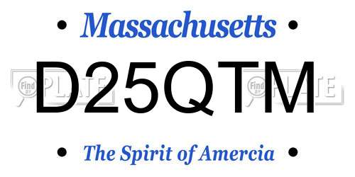 D25QTM Massachusetts License Plate