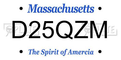 D25QZM Massachusetts License Plate