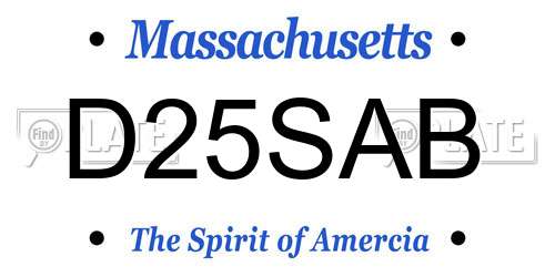 D25SAB Massachusetts License Plate