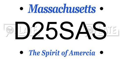 D25SAS Massachusetts License Plate