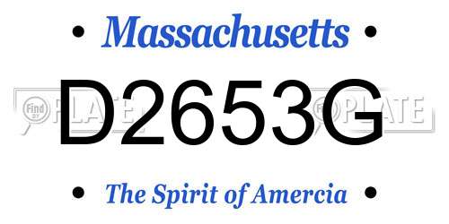 D2653G Massachusetts License Plate