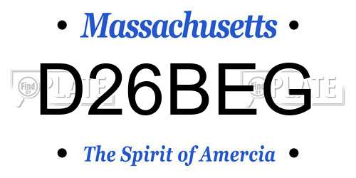 D26BEG Massachusetts License Plate