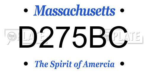 D275BC Massachusetts License Plate