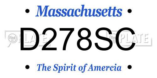 D278SC Massachusetts License Plate
