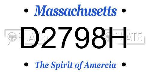 D2798H Massachusetts License Plate