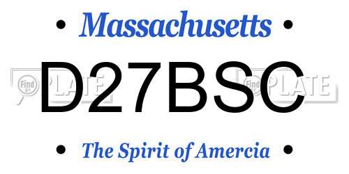 D27BSC Massachusetts License Plate