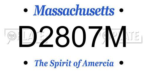 D2807M Massachusetts License Plate