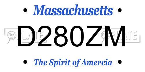 D280ZM Massachusetts License Plate