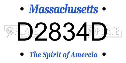 D2834D Massachusetts License Plate