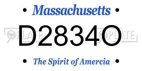 D2834O Massachusetts License Plate