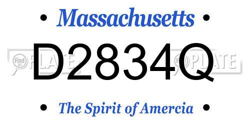 D2834Q Massachusetts License Plate