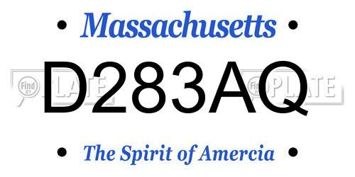 D283AQ Massachusetts License Plate