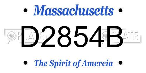 D2854B Massachusetts License Plate