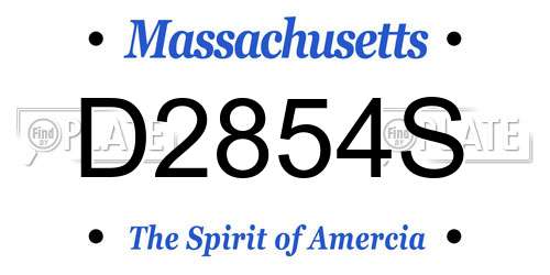 D2854S Massachusetts License Plate