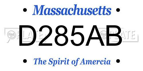 D285AB Massachusetts License Plate