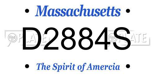 D2884S Massachusetts License Plate