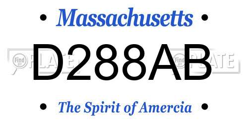 D288AB Massachusetts License Plate