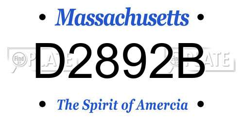 D2892B Massachusetts License Plate