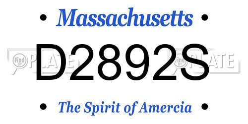 D2892S Massachusetts License Plate