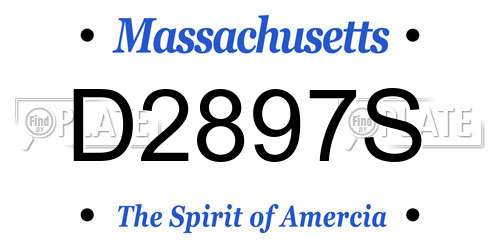 D2897S Massachusetts License Plate