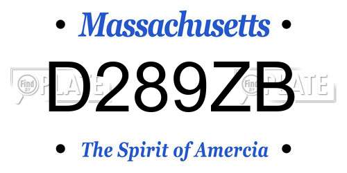 D289ZB Massachusetts License Plate