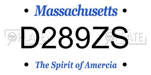 D289ZS Massachusetts License Plate