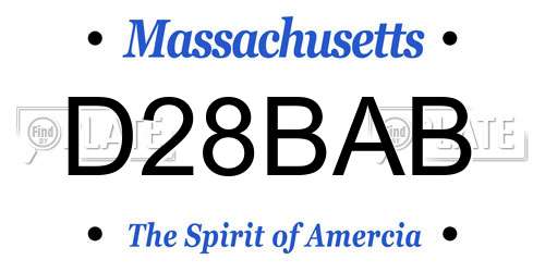 D28BAB Massachusetts License Plate