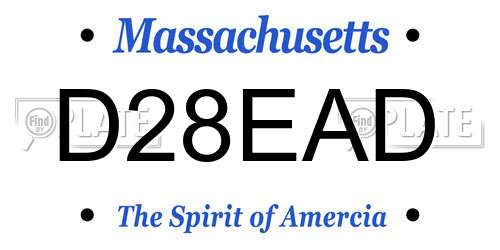 D28EAD Massachusetts License Plate