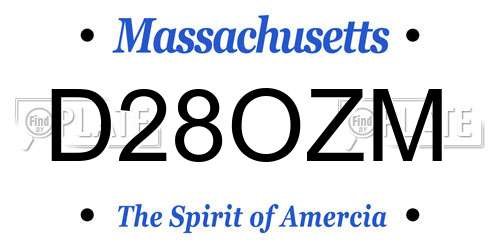 D28OZM Massachusetts License Plate