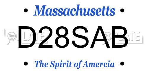 D28SAB Massachusetts License Plate