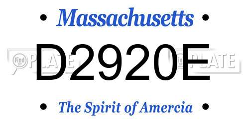 D2920E Massachusetts License Plate