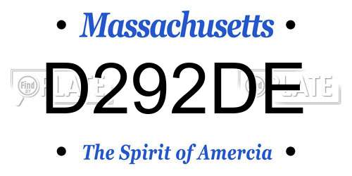 D292DE Massachusetts License Plate
