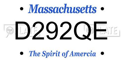 D292QE Massachusetts License Plate