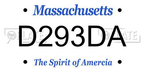 D293DA Massachusetts License Plate