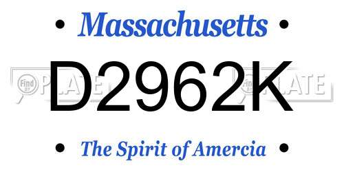 D2962K Massachusetts License Plate