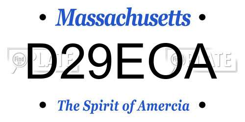 D29EOA Massachusetts License Plate