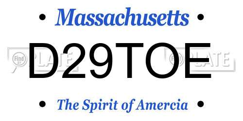 D29TOE Massachusetts License Plate