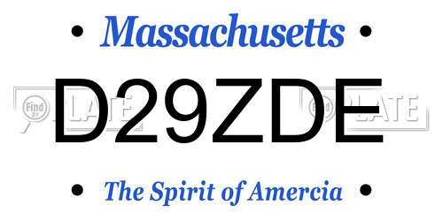 D29ZDE Massachusetts License Plate