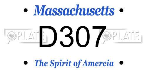D307 Massachusetts License Plate